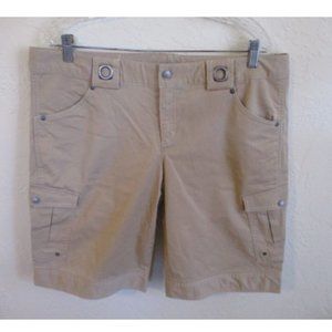Athleta Kick It Beige Cargo Shorts Size 16 Organic Cotton Blend